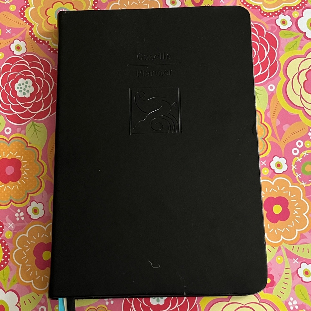 Gazelle Guided Black Faux Leather Daily Planner Time Management Goals Tracker
